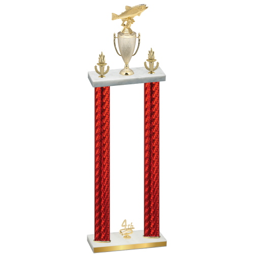 Double Red Carbon Fiber Fourth Place Fishing Trophy