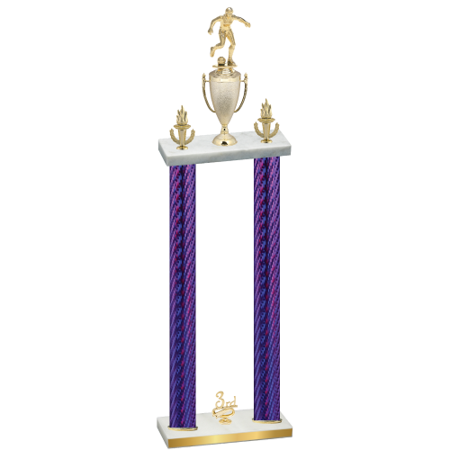 Double Purple Carbon Fiber Third Place Soccer Trophy