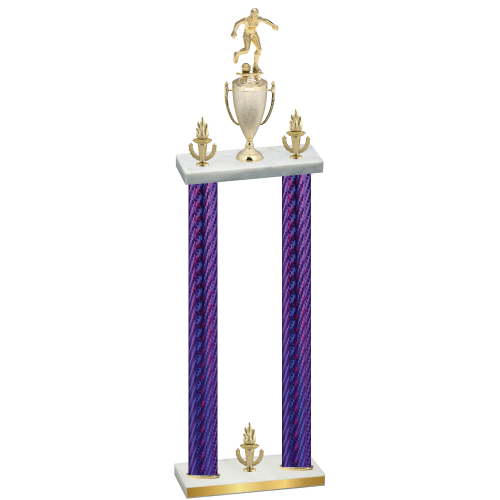 Double Purple Carbon Fiber Victory Soccer Trophy