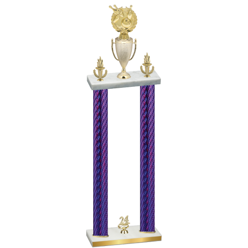 Double Purple Carbon Fiber Year Bowling Trophy