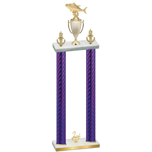 Double Purple Carbon Fiber Second Place Fishing Trophy