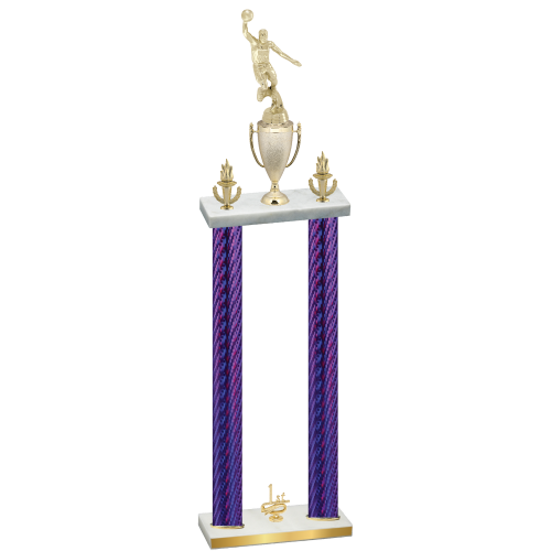 Double Purple Carbon Fiber First Place Basketball Trophy