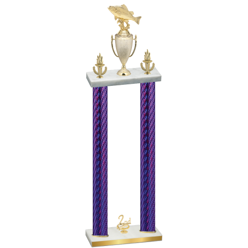 Double Purple Carbon Fiber Second Place Fishing Trophy