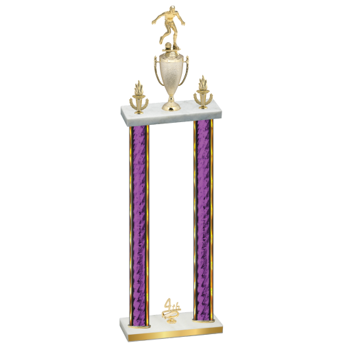 Double Purple Glacier Fourth Place Soccer Trophy