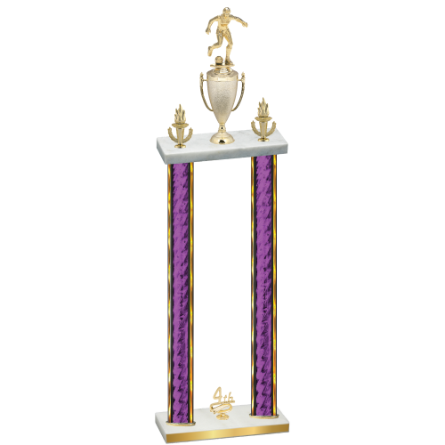 Double Purple Glacier Fourth Place Soccer Trophy