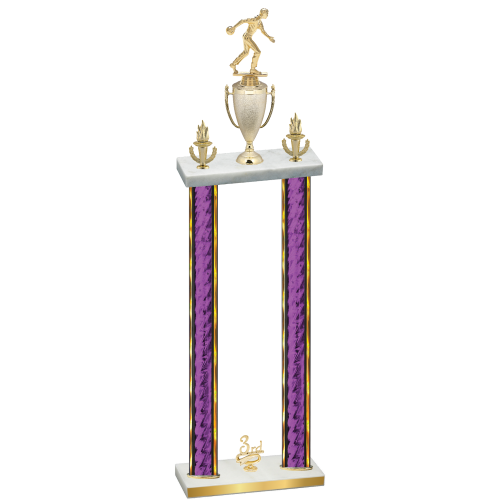 Double Purple Glacier Third Place Bowling Trophy