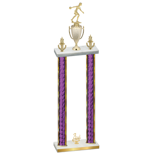 Double Purple Glacier Third Place Bowling Trophy