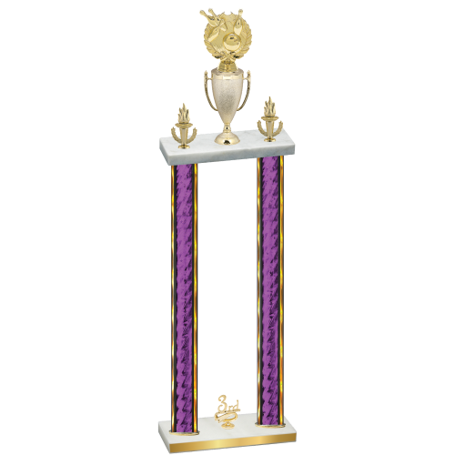 Double Purple Glacier Third Place Bowling Trophy