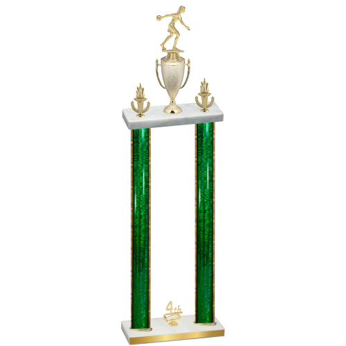 Double Green Glacier Fourth Place Bowling Trophy