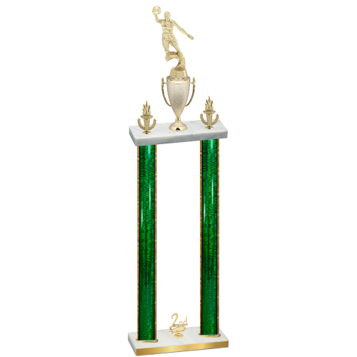 Double Green Glacier Second Place Basketball Trophy