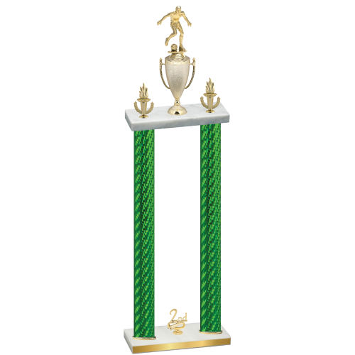 Double Green Carbon Fiber Second Place Soccer Trophy