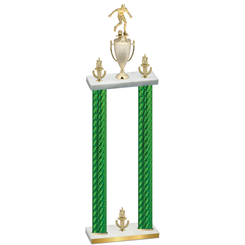 Double Green Carbon Fiber Victory Soccer Trophy