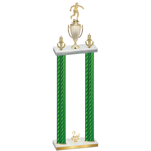 Double Green Carbon Fiber Second Place Soccer Trophy