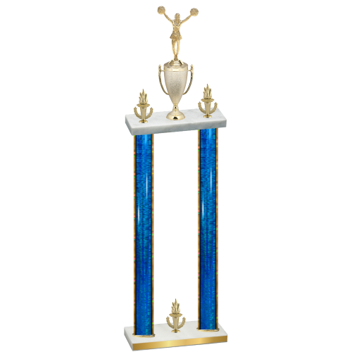 Double Blue Glacier Victory Cheerleading Trophy