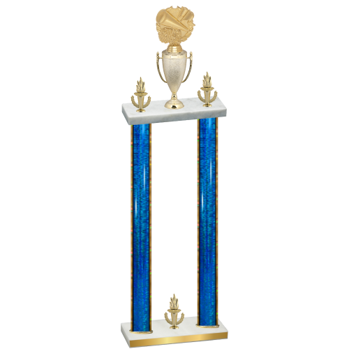 Double Blue Glacier Victory Cheerleading Trophy