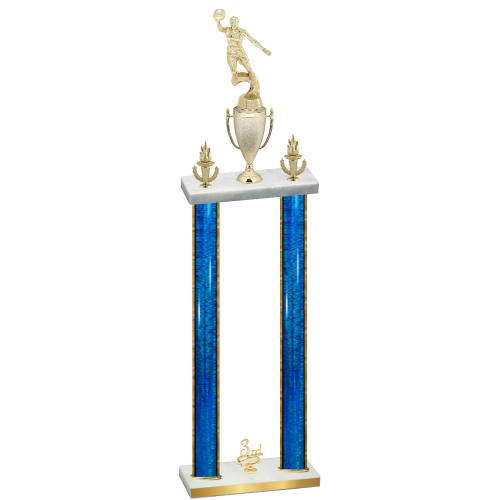 Double Blue Glacier Third Place Basketball Trophy