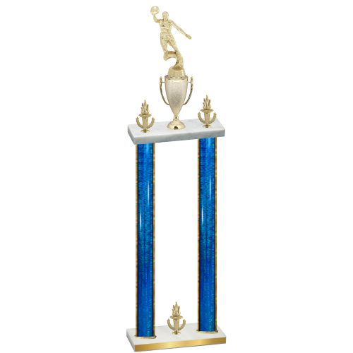Double Blue Glacier Victory Basketball Trophy