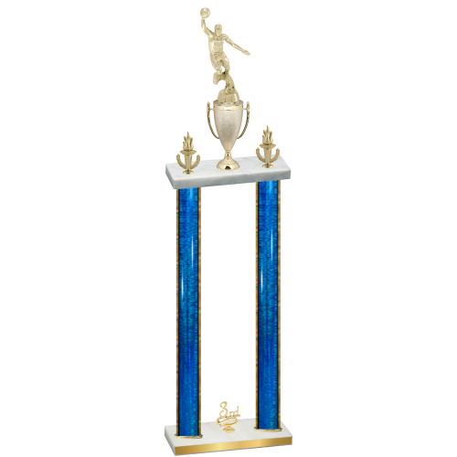 Double Blue Glacier Third Place Basketball Trophy