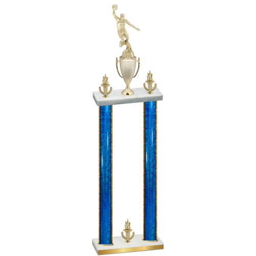 Double Blue Glacier Victory Basketball Trophy