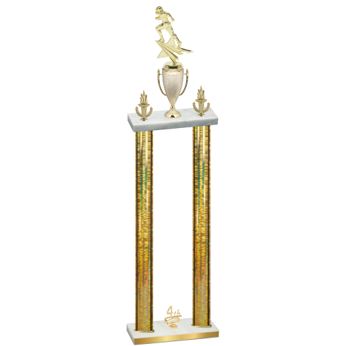 Double Gold Glacier Fourth Place Football Trophy