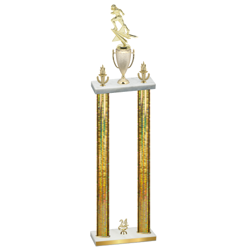 Double Gold Glacier Year Football Trophy