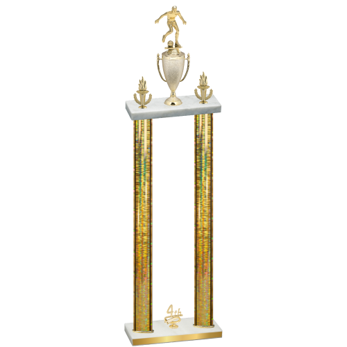 Double Gold Glacier Fourth Place Soccer Trophy