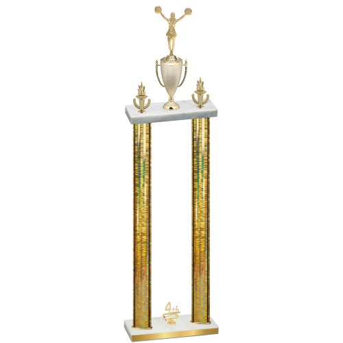 Double Gold Glacier Fourth Place Cheerleading Trophy