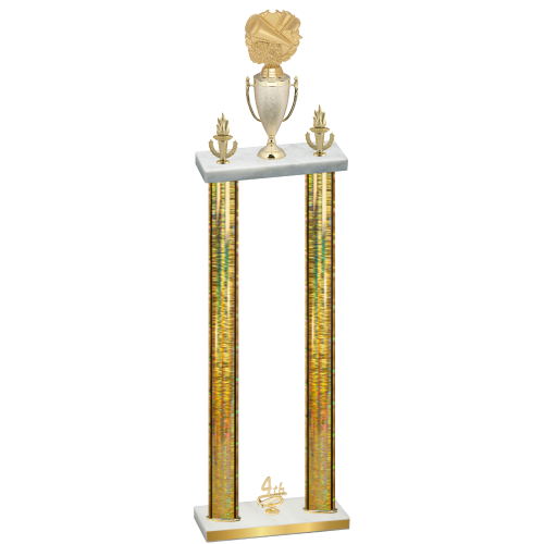 Double Gold Glacier Fourth Place Cheerleading Trophy