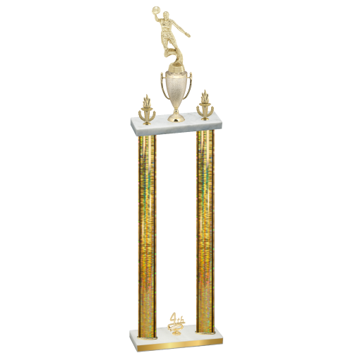 Double Gold Glacier Fourth Place Basketball Trophy