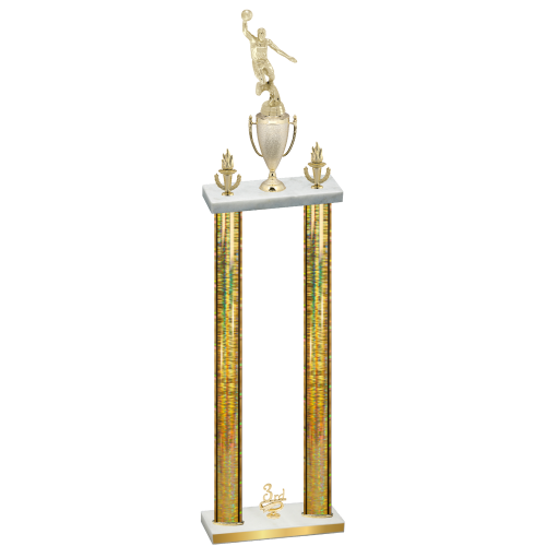 Double Gold Glacier Third Place Basketball Trophy