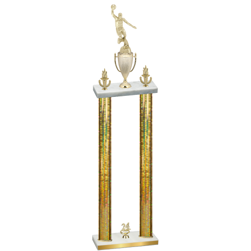 Double Gold Glacier Year Basketball Trophy
