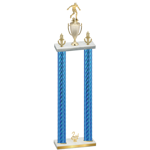 Double Blue Carbon Fiber Second Place Soccer Trophy