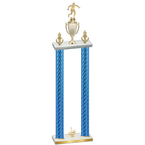 Double Blue Carbon Fiber First Place Soccer Trophy