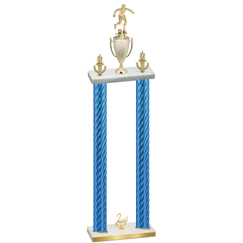 Double Blue Carbon Fiber Second Place Soccer Trophy