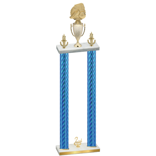 Double Blue Carbon Fiber Second Place Soccer Trophy