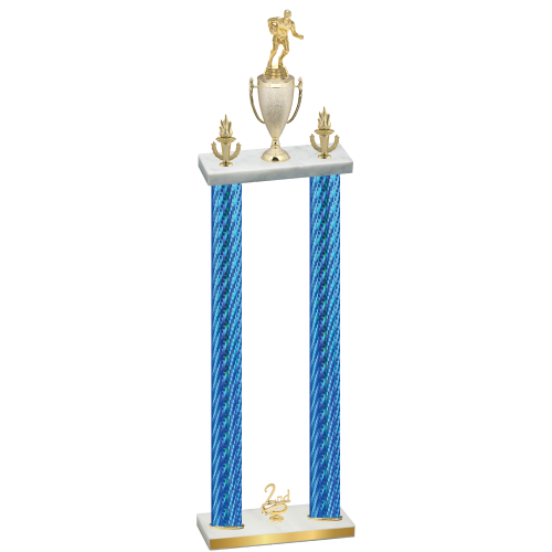 Double Blue Carbon Fiber Second Place Rugby Trophy