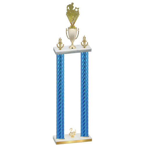 Double Blue Carbon Fiber Second Place Rugby Trophy