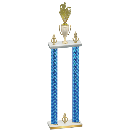 Double Blue Carbon Fiber Victory Rugby Trophy