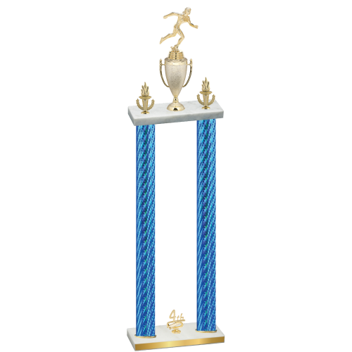 Double Blue Carbon Fiber Fourth Place Running Trophy