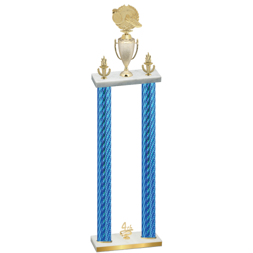Double Blue Carbon Fiber Fourth Place Running Trophy