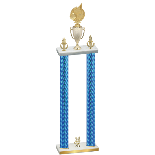 Double Blue Carbon Fiber Year Volleyball Trophy