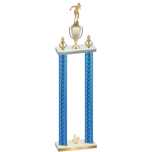 Double Blue Carbon Fiber Fourth Place Swimming Trophy