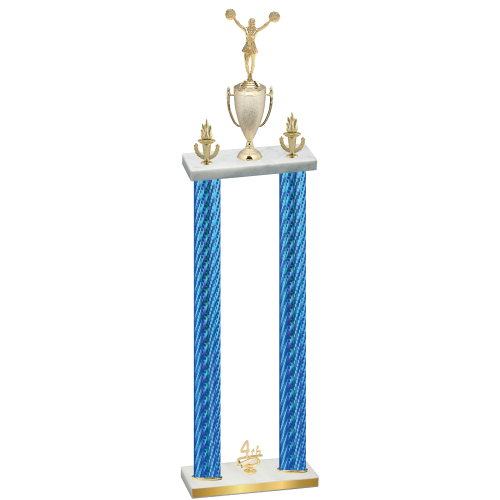 Double Blue Carbon Fiber Fourth Place Cheerleading Trophy