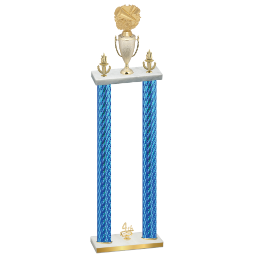 Double Blue Carbon Fiber Fourth Place Cheerleading Trophy