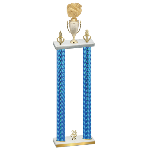 Double Blue Carbon Fiber Year Cheerleading Trophy