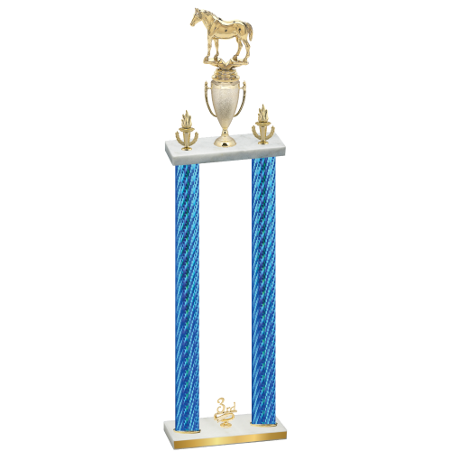 Double Blue Carbon Fiber Third Place Horses Trophy
