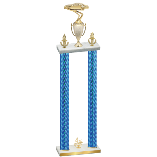 Double Blue Carbon Fiber Fourth Place Cars Trophy