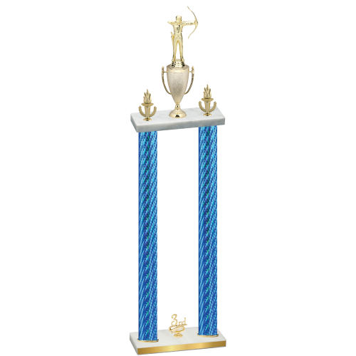 Double Blue Carbon Fiber Third Place Archery Trophy