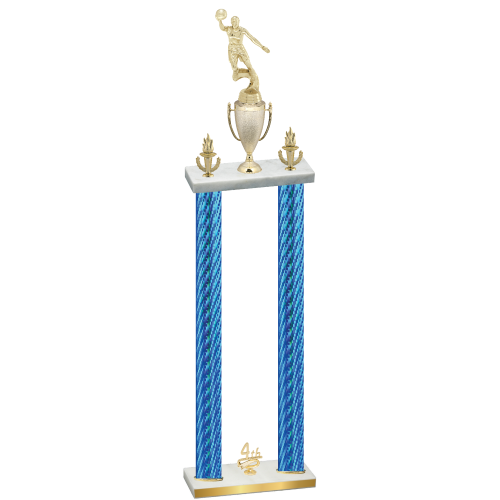 Double Blue Carbon Fiber Fourth Place Basketball Trophy