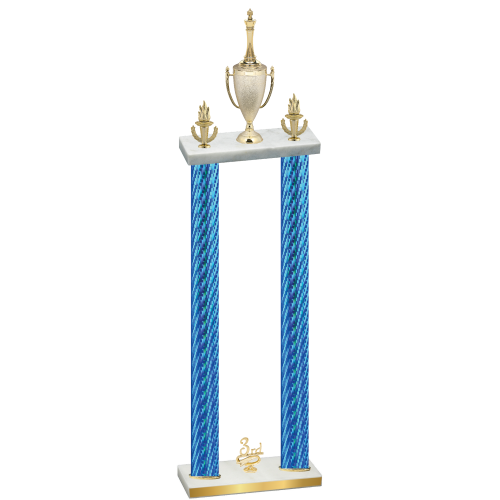 Double Blue Carbon Fiber Third Place Chess Trophy